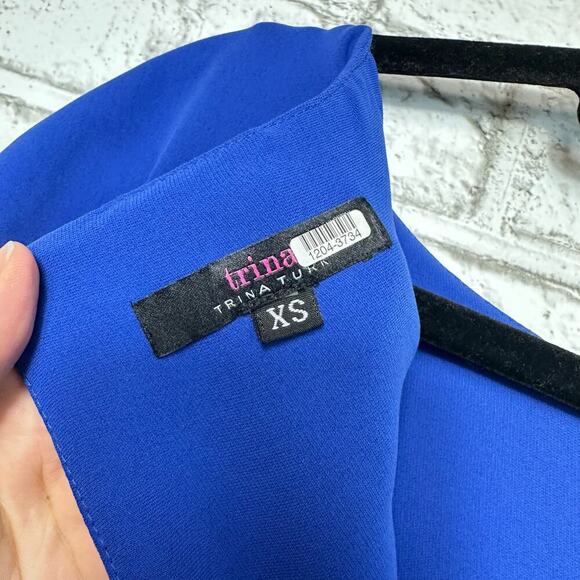 Trina Turk Dress Adore Cape Overlay Stretch Knee Length Blue XS - Picture 4 of 8